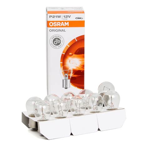 OSRAM 10x Sockelglühlampe 7506 P21W_PKT672W880