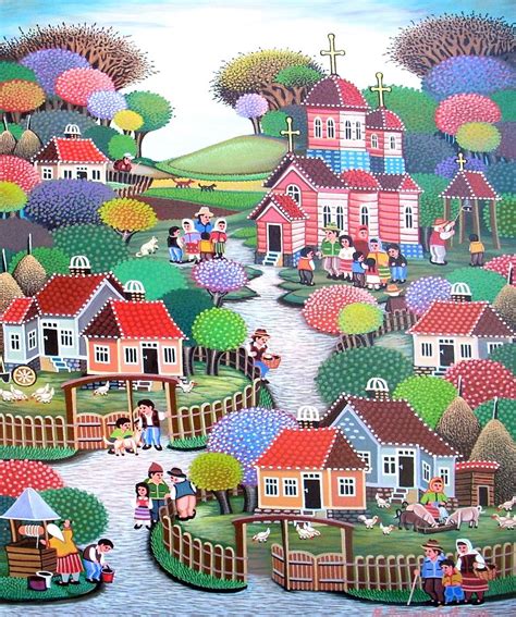Моя родина | Naive painting, Naive art, Folk art painting