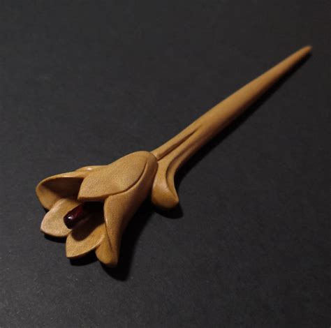 Handmade carved hair stick.Wooden hair stick in the shape of a | Etsy