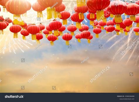 Chinese New Year Lanterns Firework Lunar Stock Photo 2399208499 ...