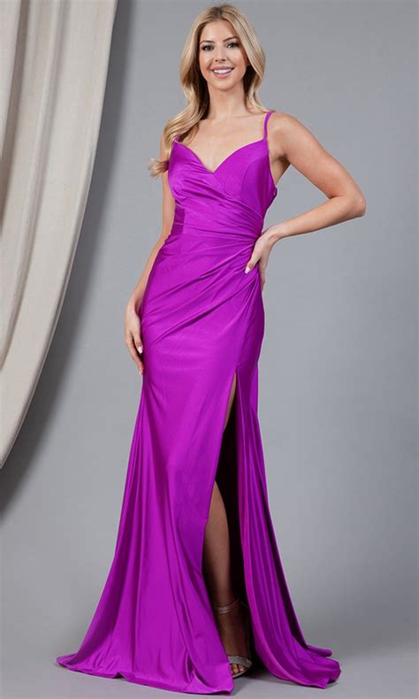 Long Formal Prom Dress with Faux-Wrap Skirt - PromGirl