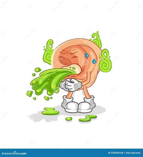 Ear Throw Up Cartoon. Cartoon Mascot Vector Stock Vector - Illustration