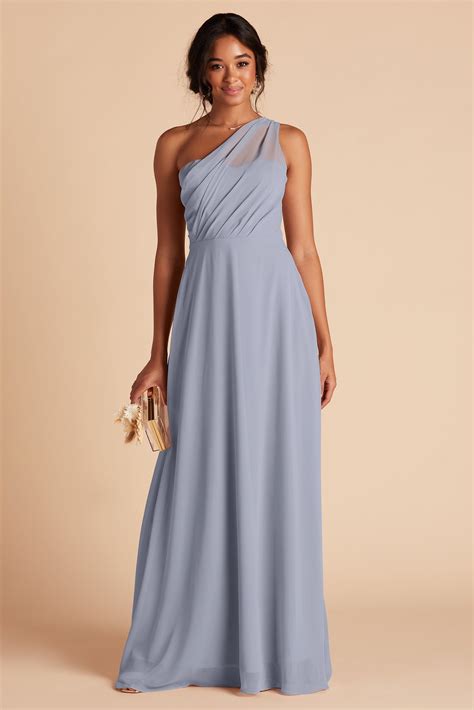 Kira Chiffon Dress in Dusty Blue | Birdy Grey