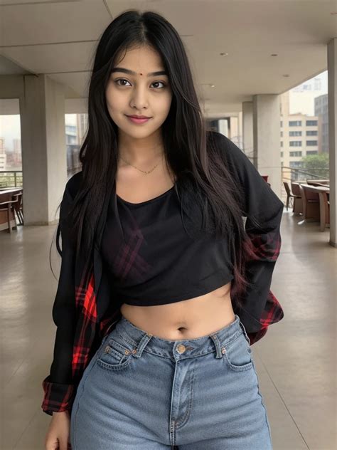 lovely cute young attractive indian teenage girl big city girl seaart ai