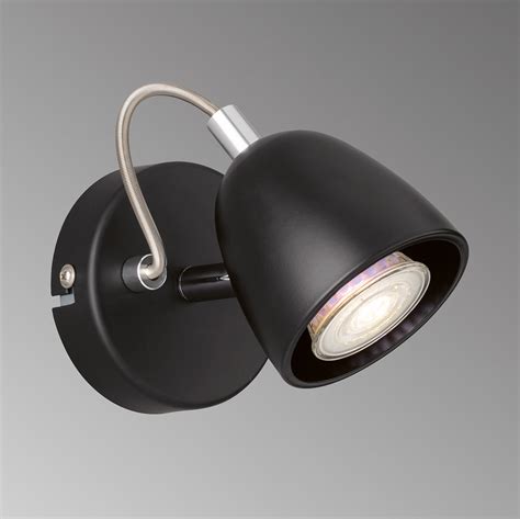 LED Wandleuchte, 1er Spot, Verstellbar, Schwarz, Abgerundet, 10 cm Ø