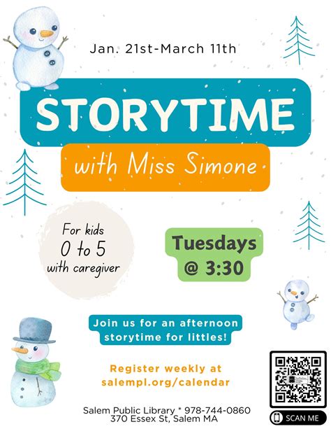 Jan 28 | Storytime with Miss Simone for ages 0-5 | Salem, MA Patch