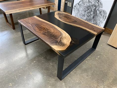Black Walnut Epoxy Casted Coffee Table 125 - KC Custom Hardwoods