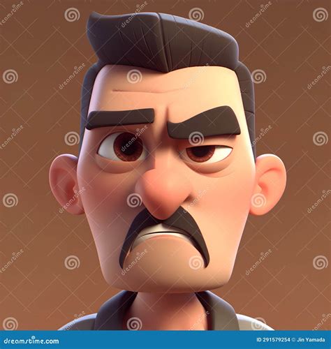 cartoon man  angry expression   face  illustration stock