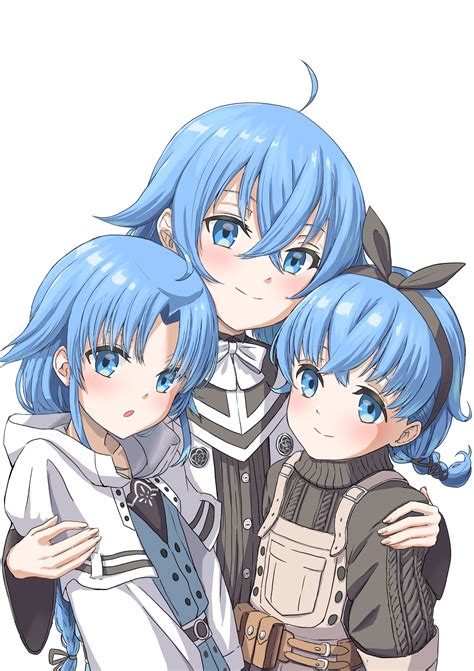 roxy migurdia, lara greyrat, and lily greyrat (mushoku tensei) drawn by