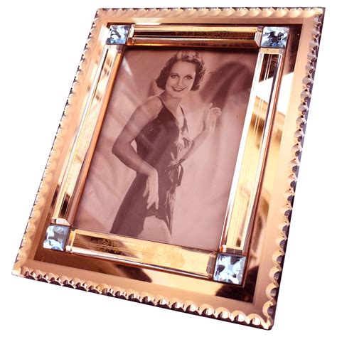 Huge Art Deco Peach Mirrored Bevelled Glass Picture Frame, circa 1930