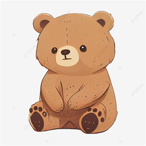 かわいい漫画を座っているクマイラスト素材透過、PNGフリー画像ダウンロード - Pngtree