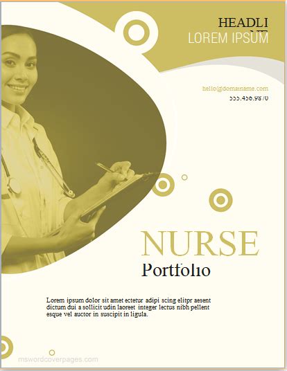 Nursing portfolio cover page template | MS Word Cover Page Templates