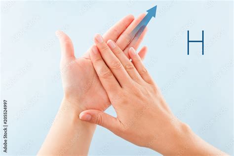 BSL Fingerspelling alphabet H. Stock Photo | Adobe Stock
