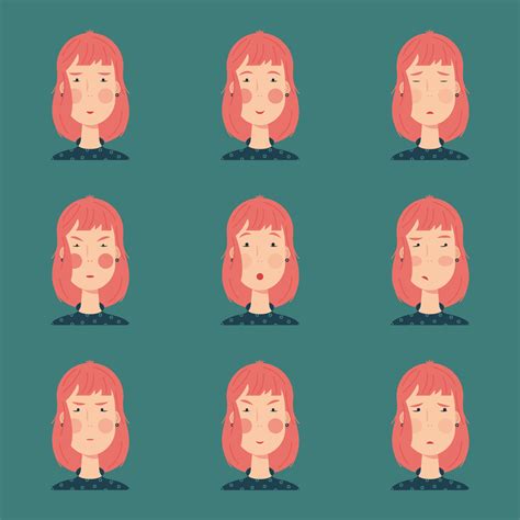 Avatars for social networks for one beautiful red-haired young woman