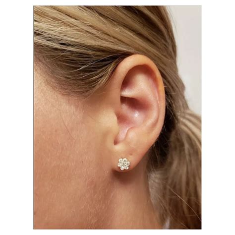Flower Earring 14k Solid Gold Diamond Floral Studs Earrings Birthday