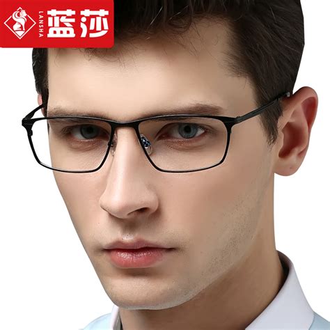 蓝莎超轻纯钛眼镜框男近视眼镜架全框复古大框配眼镜变色镜潮742_虎窝淘