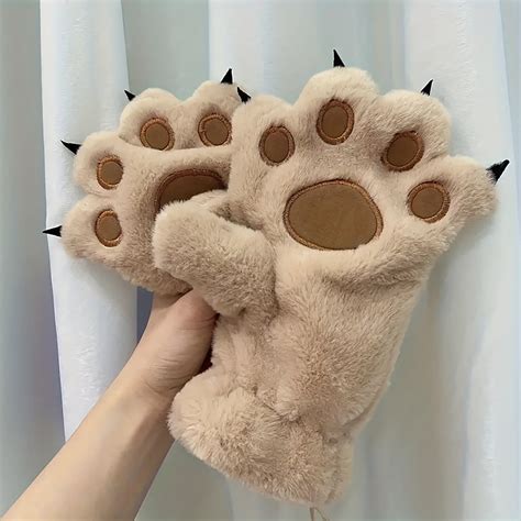 IPEWLEX Cute Animals Paw Gloves - Pet Claw Bear Palm Full Finger Plush