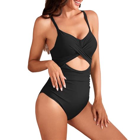 USNSM Criss Cross Tie Back Monokinis for Women One Piece Cutout