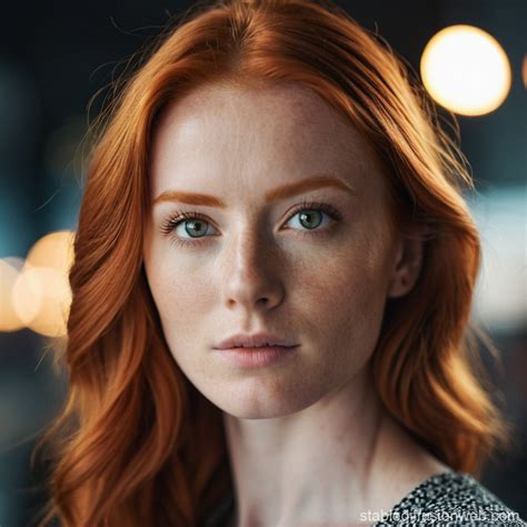 Ginger Woman Portrait with Blurred Background | Stable Diffusion Online