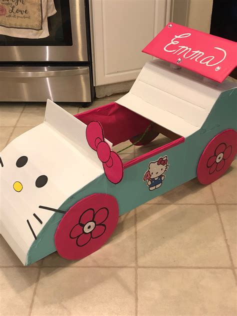 DIY Wooden Toy Car with Hello Kitty