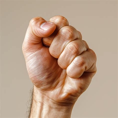 premium photo man raising fist  air