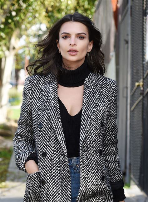 Emily Ratajkowski Looks Stunning in a Gray Coat - Los Angeles, CA 1/24