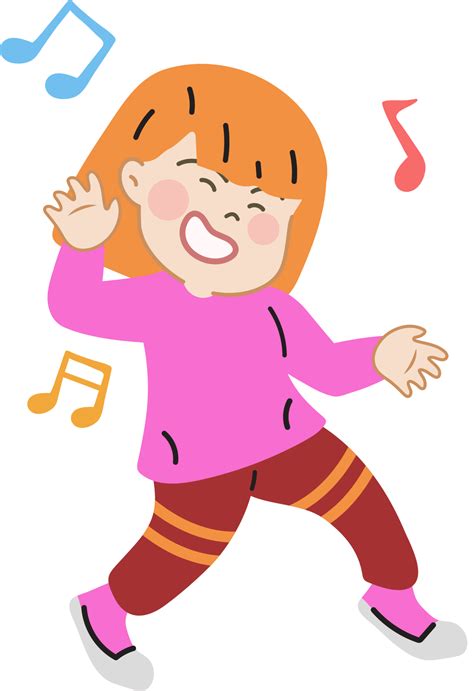 Happy cute kid dance with music cartoon character doodle hand drawn ...