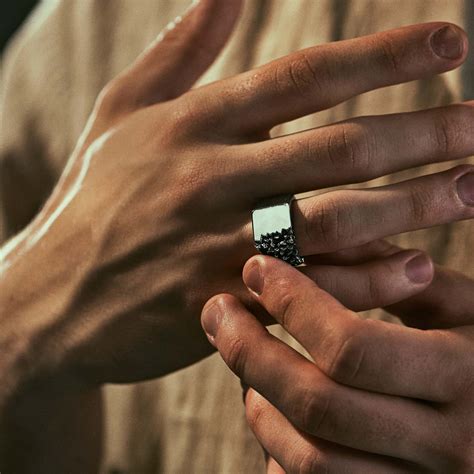 Orphic | Black Zirconia Volcanic Square Silver-Tone Stainless Steel