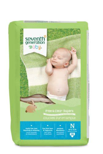 Seventh Generation Free and Clear, Unbleached Baby Diapers, Newborn ...