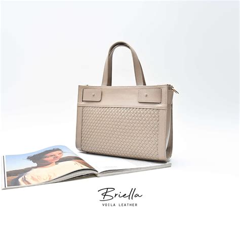 Handbag Selempang Anyam Kulit Asli Voila Briella Nude - Voila Leather