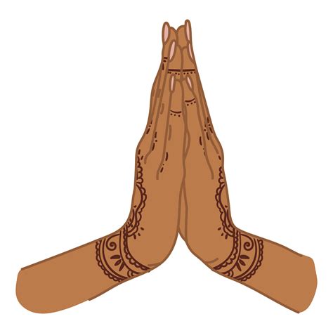 saludo gesto de el indio mujer manos en el vector mudra namaste el