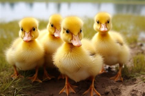 Premium Photo | Cute fluffy small little yellow ducks
