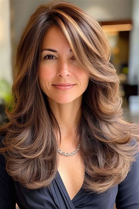 34 Long Layered Haircuts and Hairstyles For Women Over 40