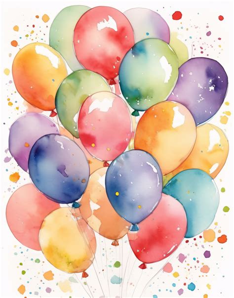 watercolor birthday balloons  stock photo public domain pictures