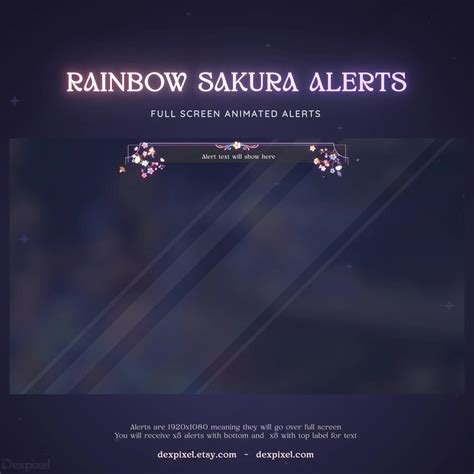 Rainbow Sakura Animated Twitch Stream Alerts | Dexpixel