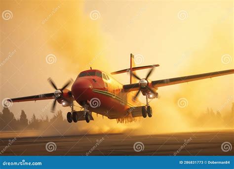 Rescue Aircraft Taking Off for Firefighting Mission. Air Tanker ...