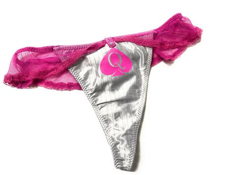 QOS Queen Of Spades Logo - Fetish - Hot Pink Lace G-String Thong Tanga