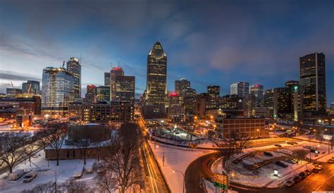 Night time Cityscape with lights in Montreal, Quebec, Canada image ...
