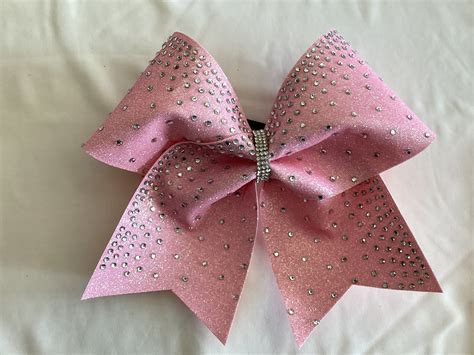 Cheer bow team light pink rhinestone cheer bow big bling all star