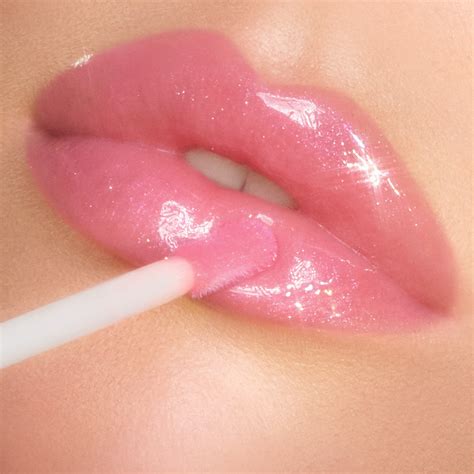 pink lip gloss  lips