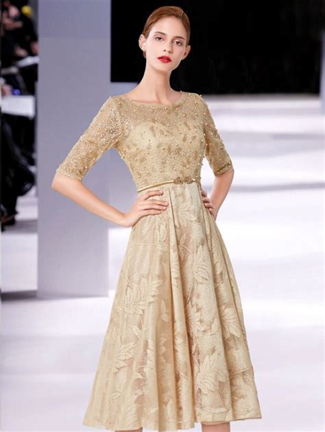 A-Line Champagne Tulle Green Appliques Short Sleeve Mother Of The Bride