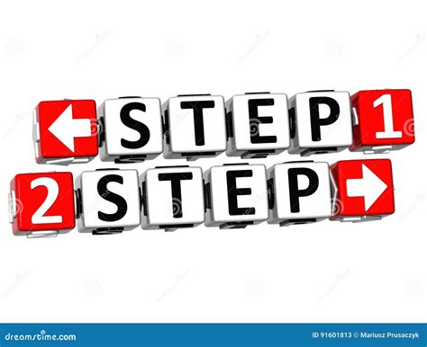 step  step  button click  block text stock illustration