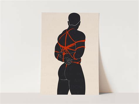 Tied up Guy Wall Art, Shibari Art Print, BDSM Wall Art, Male Figure