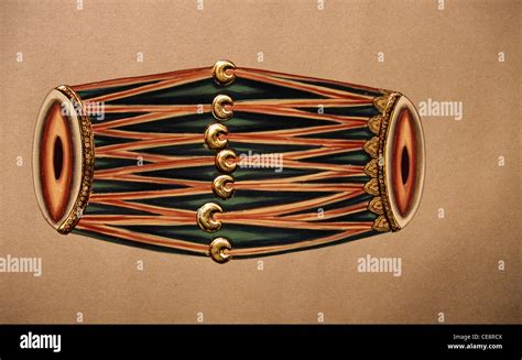 Indian percussion instrument , Mridangam ; Miniature Painting on paper ...