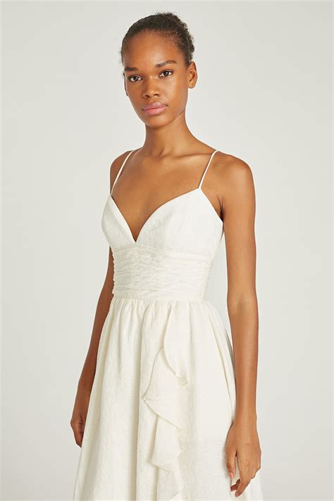 Theia - Maika Cascading Ruffle Dress - White