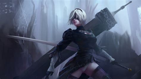 Wallpaper : video games, NieR, Nier Automata, 2B Nier Automata, thighs ...