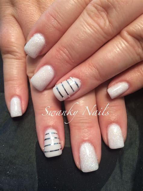 White acrylic with silver foil | Nails, Nail art, White acrylics