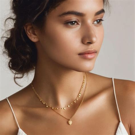 premium ai image  photo  delicate gold necklace  elegant female neck