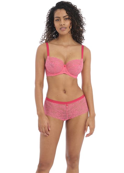 Freya Offbeat Moulded-Side Support Plunge Balcony Bra-Pink
