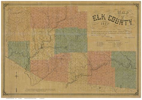 Elk County Pennsylvania 1855 Copy A - Old Map Reprint - OLD MAPS